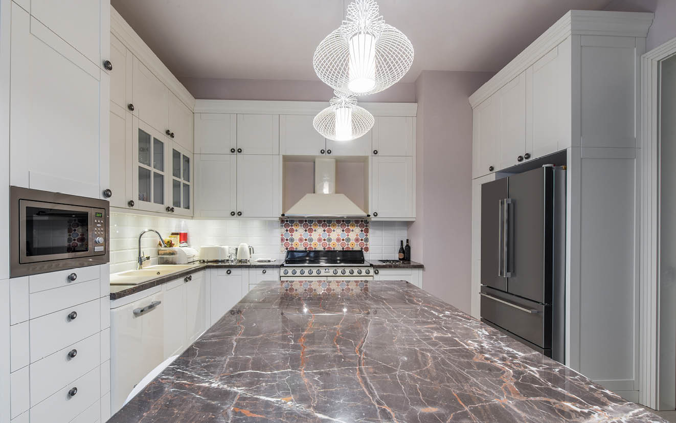 Kitchen island in modern new kitchen interior