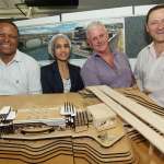 Najeeba Hassim received her award for winning the regional finals from Allin Dangers. Also pictured are (left) Mthembeni Mkhize, Head of the Dept. of Architecture and (right) Juan Solis from the University.
