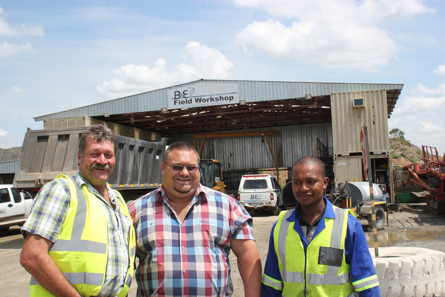 Andre Kamfer, quarry manager at Howard Quarry, Jaco van Zyl, sales representative for Kusile Quarry and Howard Quarry and Kabelo Lekgwati, general foreman.