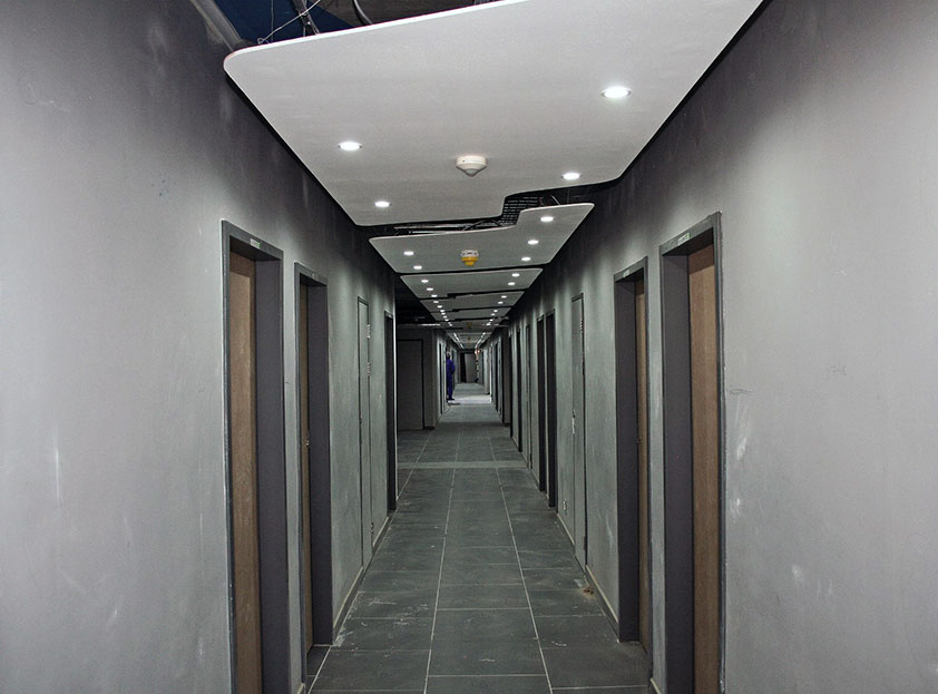 Unusual Nutec ceilings shaped through waterjet cutting