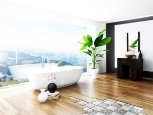 Traviata Tru-Wood laminate flooring ideal for bathrooms and kitchens as it is waterproof