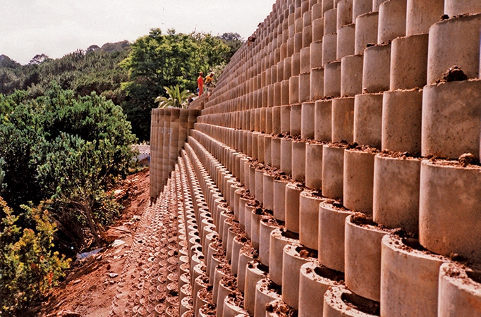 installing a retaining wall at Bishops Court