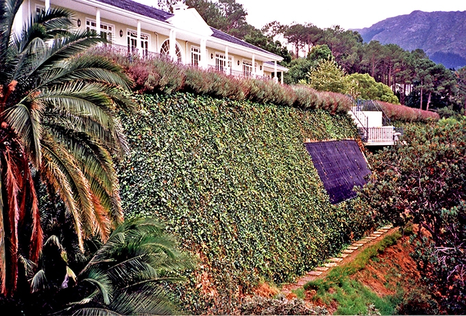 Bishops Court patio with a retaining wall
