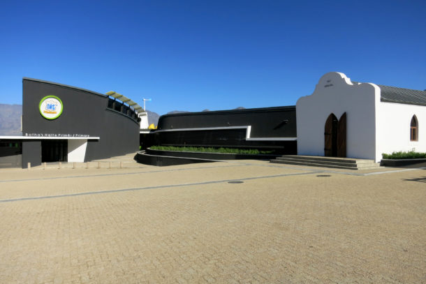 Terraforce concrete paving blends in with school new and old architecture