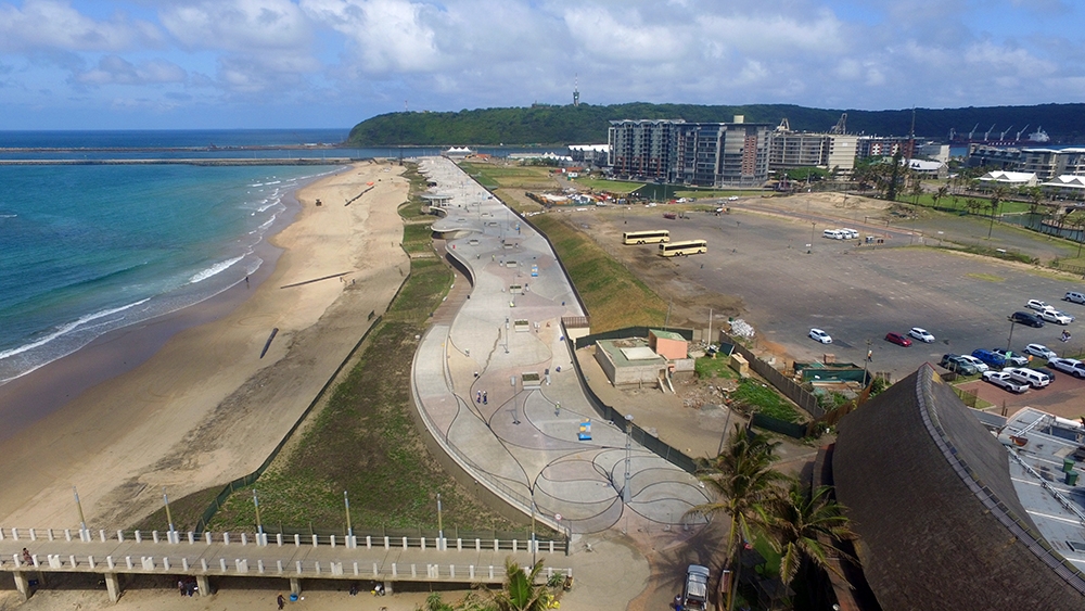Durban beachfront promenade, the longest in South Africa Sika products used in renovation and repair of the cantilever curve