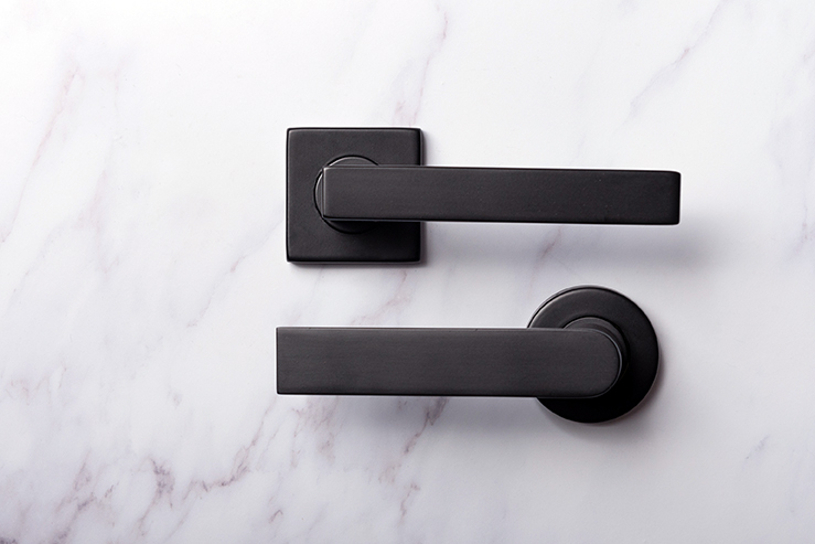 Matte black door furniture