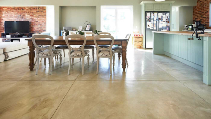living area concrete flooring joints